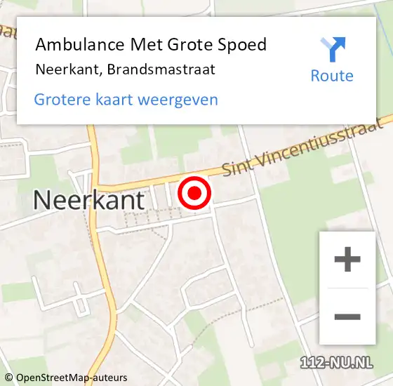 Locatie op kaart van de 112 melding: Ambulance Met Grote Spoed Naar Neerkant, Brandsmastraat op 19 november 2017 14:49