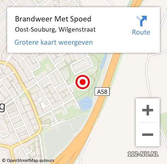 Locatie op kaart van de 112 melding: Brandweer Met Spoed Naar Oost-Souburg, Wilgenstraat op 19 november 2017 15:32