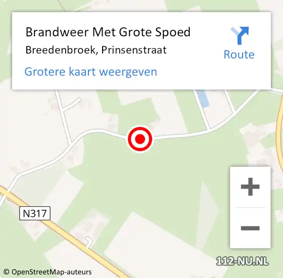 Locatie op kaart van de 112 melding: Brandweer Met Grote Spoed Naar Breedenbroek, Prinsenstraat op 19 november 2017 15:54