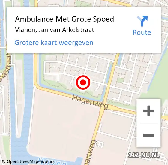 Locatie op kaart van de 112 melding: Ambulance Met Grote Spoed Naar Vianen, Jan van Arkelstraat op 19 november 2017 16:04