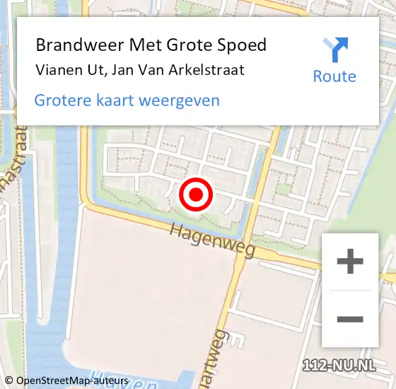 Locatie op kaart van de 112 melding: Brandweer Met Grote Spoed Naar Vianen Ut, Jan Van Arkelstraat op 19 november 2017 16:06