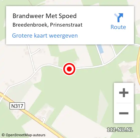 Locatie op kaart van de 112 melding: Brandweer Met Spoed Naar Breedenbroek, Prinsenstraat op 19 november 2017 16:07