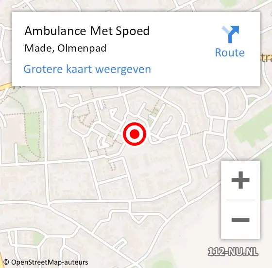 Locatie op kaart van de 112 melding: Ambulance Met Spoed Naar Made, Olmenpad op 19 november 2017 16:41