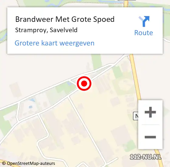 Locatie op kaart van de 112 melding: Brandweer Met Grote Spoed Naar Stramproy, Savelveld op 19 november 2017 16:42