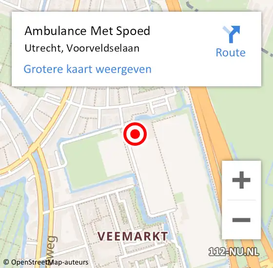 Locatie op kaart van de 112 melding: Ambulance Met Spoed Naar Utrecht, Voorveldselaan op 19 november 2017 16:45