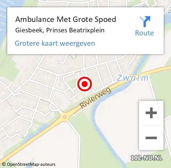Locatie op kaart van de 112 melding: Ambulance Met Grote Spoed Naar Giesbeek, Prinses Beatrixplein op 19 november 2017 16:58