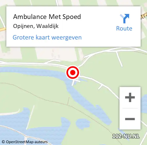 Locatie op kaart van de 112 melding: Ambulance Met Spoed Naar Opijnen, Waaldijk op 19 november 2017 17:07