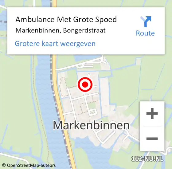 Locatie op kaart van de 112 melding: Ambulance Met Grote Spoed Naar Markenbinnen, Bongerdstraat op 19 november 2017 17:17