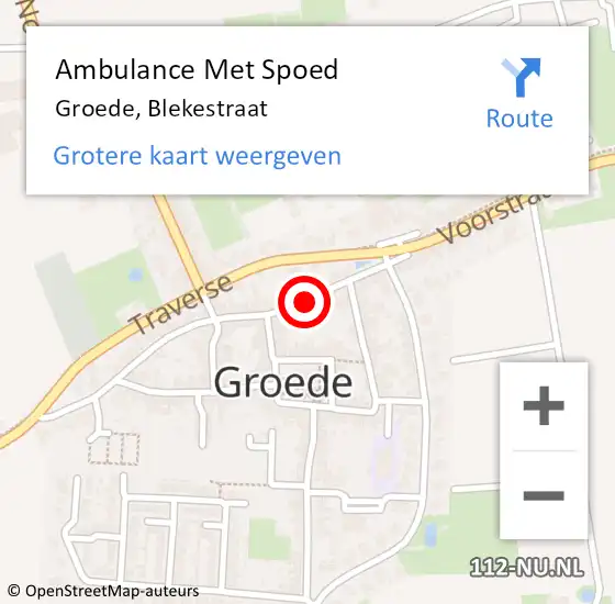 Locatie op kaart van de 112 melding: Ambulance Met Spoed Naar Groede, Blekestraat op 19 november 2017 18:09