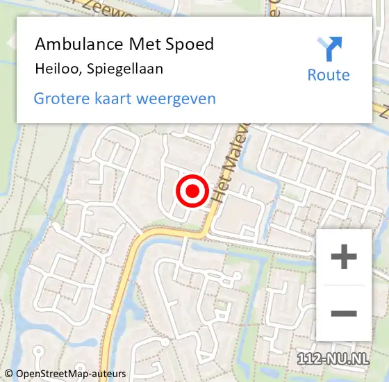 Locatie op kaart van de 112 melding: Ambulance Met Spoed Naar Heiloo, Spiegellaan op 19 november 2017 18:20