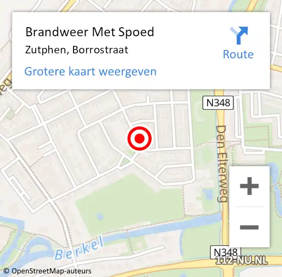 Locatie op kaart van de 112 melding: Brandweer Met Spoed Naar Zutphen, Borrostraat op 19 november 2017 18:33