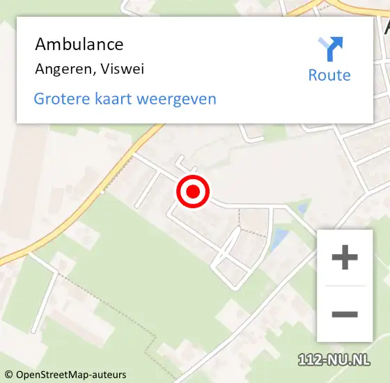 Locatie op kaart van de 112 melding: Ambulance Angeren, Viswei op 19 november 2017 19:02