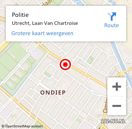 Locatie op kaart van de 112 melding: Politie Utrecht, Laan Van Chartroise op 19 november 2017 19:06