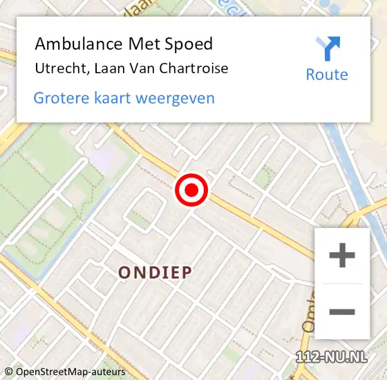 Locatie op kaart van de 112 melding: Ambulance Met Spoed Naar Utrecht, Laan Van Chartroise op 19 november 2017 19:10