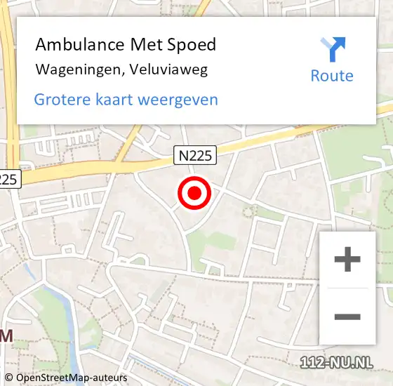 Locatie op kaart van de 112 melding: Ambulance Met Spoed Naar Wageningen, Veluviaweg op 19 november 2017 19:45