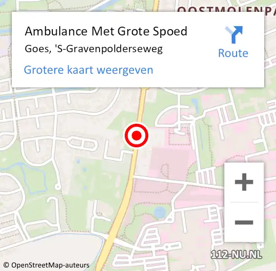 Locatie op kaart van de 112 melding: Ambulance Met Grote Spoed Naar Goes, 'S-Gravenpolderseweg op 19 november 2017 20:31