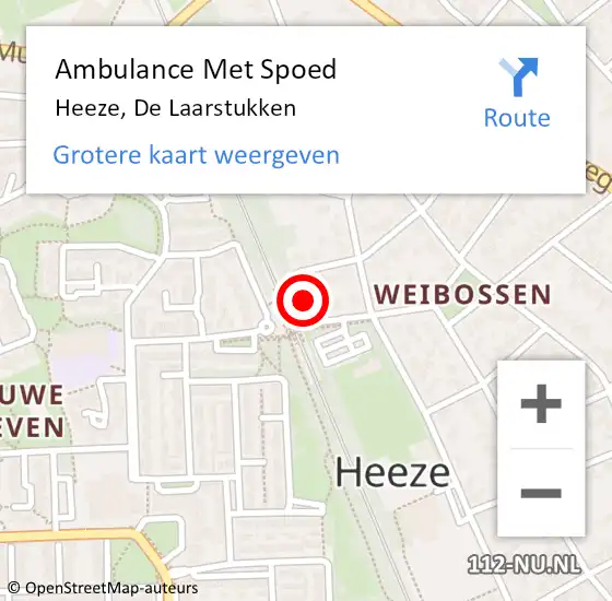 Locatie op kaart van de 112 melding: Ambulance Met Spoed Naar Heeze, De Laarstukken op 19 november 2017 20:57