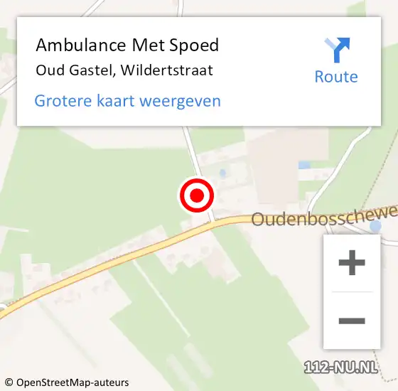 Locatie op kaart van de 112 melding: Ambulance Met Spoed Naar Oud Gastel, Wildertstraat op 19 november 2017 21:04