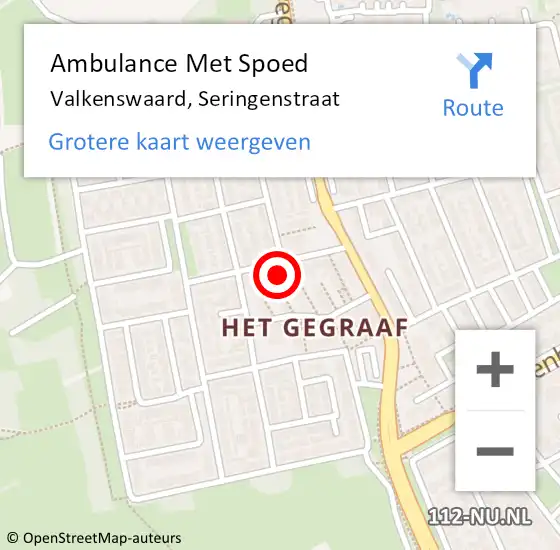 Locatie op kaart van de 112 melding: Ambulance Met Spoed Naar Valkenswaard, Seringenstraat op 19 november 2017 22:02
