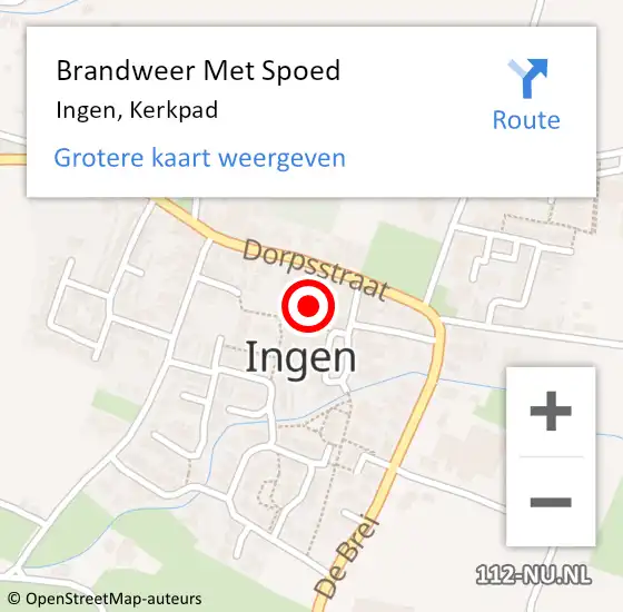 Locatie op kaart van de 112 melding: Brandweer Met Spoed Naar Ingen, Kerkpad op 19 november 2017 22:20