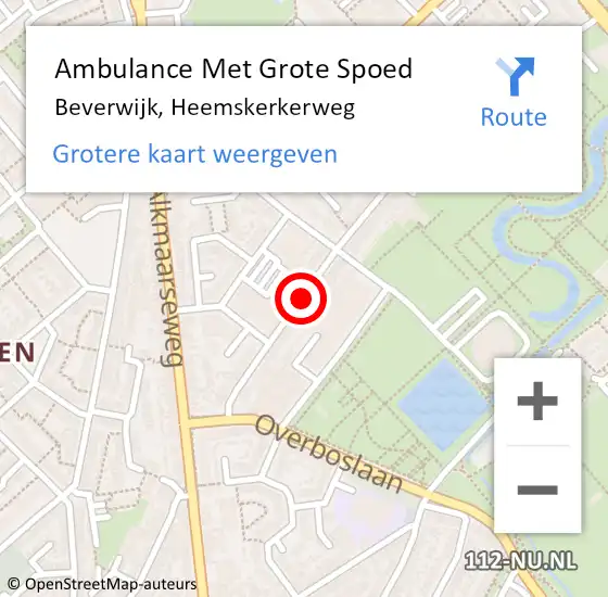 Locatie op kaart van de 112 melding: Ambulance Met Grote Spoed Naar Beverwijk, Heemskerkerweg op 19 november 2017 23:06