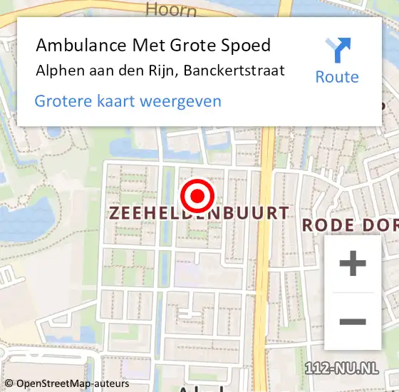 Locatie op kaart van de 112 melding: Ambulance Met Grote Spoed Naar Alphen aan den Rijn, Banckertstraat op 20 november 2017 00:49