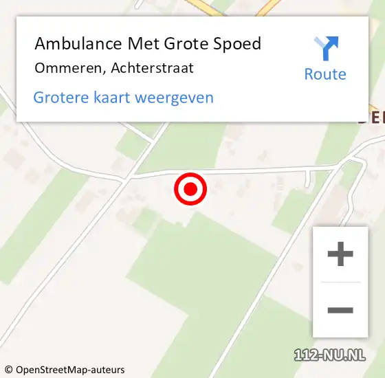 Locatie op kaart van de 112 melding: Ambulance Met Grote Spoed Naar Ommeren, Achterstraat op 20 november 2017 01:54