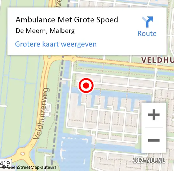 Locatie op kaart van de 112 melding: Ambulance Met Grote Spoed Naar De Meern, Malberg op 20 november 2017 02:36