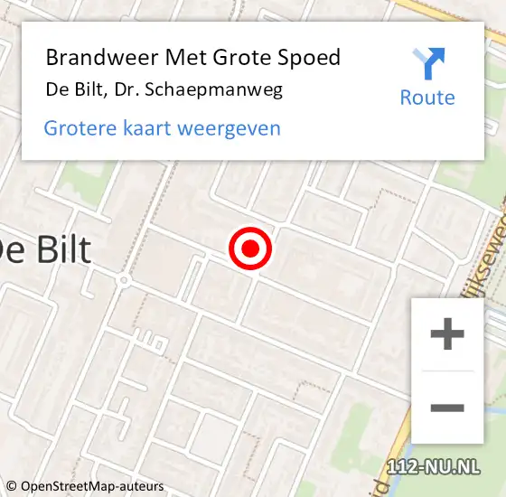 Locatie op kaart van de 112 melding: Brandweer Met Grote Spoed Naar De Bilt, Dr. Schaepmanweg op 20 november 2017 02:42