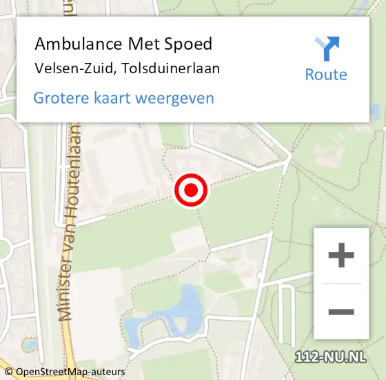 Locatie op kaart van de 112 melding: Ambulance Met Spoed Naar Velsen-Zuid, Tolsduinerlaan op 20 november 2017 03:31