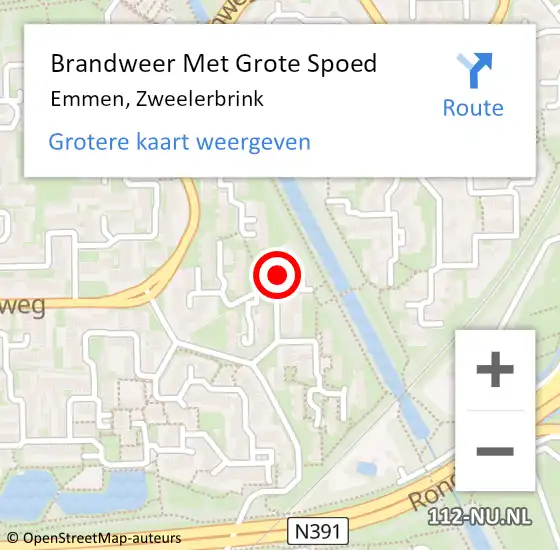 Locatie op kaart van de 112 melding: Brandweer Met Grote Spoed Naar Emmen, Zweelerbrink op 20 november 2017 03:39