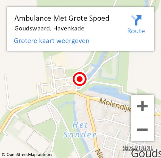 Locatie op kaart van de 112 melding: Ambulance Met Grote Spoed Naar Goudswaard, Havenkade op 20 november 2017 03:43