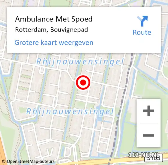 Locatie op kaart van de 112 melding: Ambulance Met Spoed Naar Rotterdam, Bouvignepad op 20 november 2017 03:56