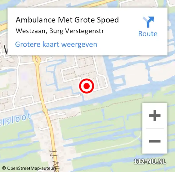 Locatie op kaart van de 112 melding: Ambulance Met Grote Spoed Naar Westzaan, Burg Verstegenstr op 20 november 2017 09:31