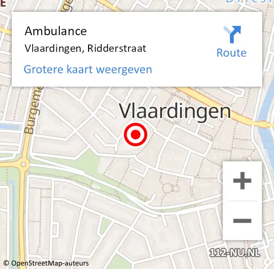 Locatie op kaart van de 112 melding: Ambulance Vlaardingen, Ridderstraat op 20 november 2017 10:17