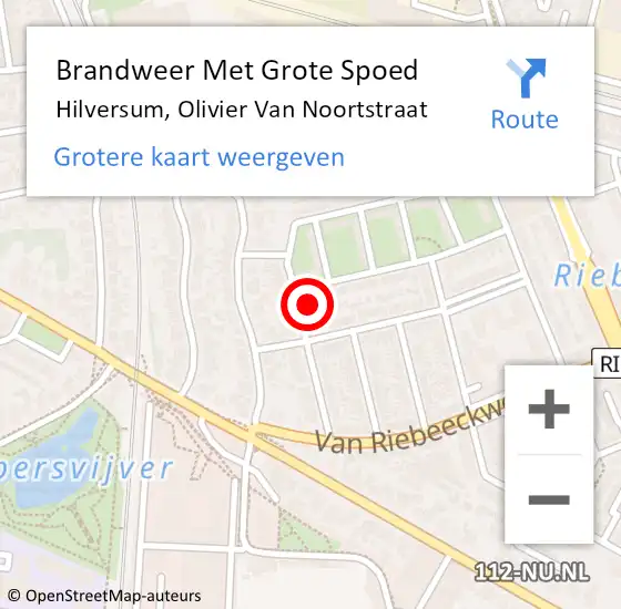 Locatie op kaart van de 112 melding: Brandweer Met Grote Spoed Naar Hilversum, Olivier Van Noortstraat op 20 november 2017 10:20