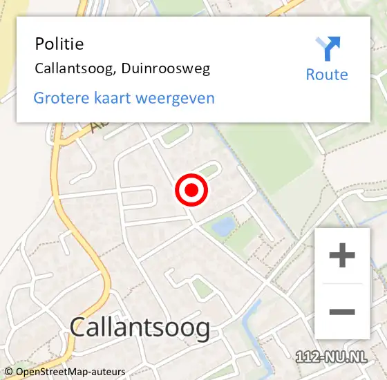 Locatie op kaart van de 112 melding: Politie Callantsoog, Duinroosweg op 20 november 2017 10:40