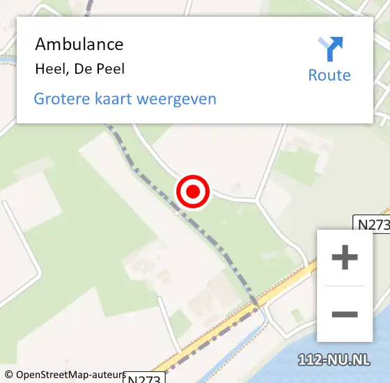 Locatie op kaart van de 112 melding: Ambulance Heel, De Peel op 20 november 2017 10:57