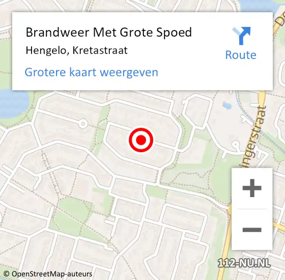 Locatie op kaart van de 112 melding: Brandweer Met Grote Spoed Naar Hengelo, Kretastraat op 20 november 2017 11:44