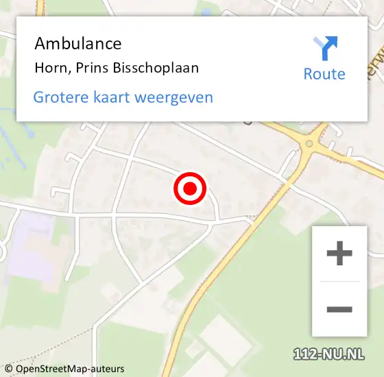 Locatie op kaart van de 112 melding: Ambulance Horn, Prins Bisschoplaan op 20 november 2017 11:53