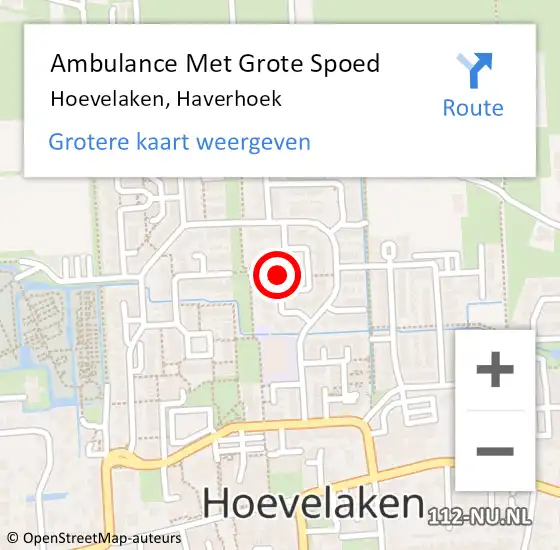 Locatie op kaart van de 112 melding: Ambulance Met Grote Spoed Naar Hoevelaken, Haverhoek op 20 november 2017 11:55