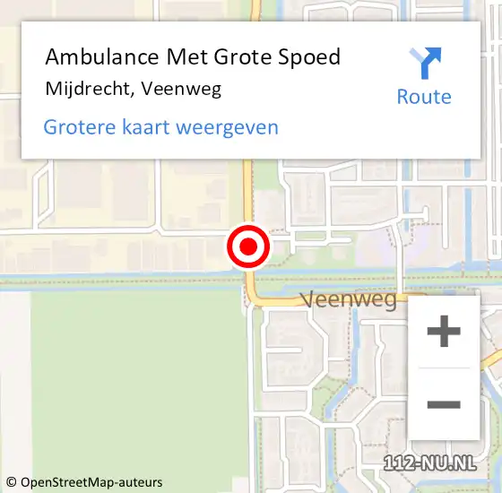 Locatie op kaart van de 112 melding: Ambulance Met Grote Spoed Naar Mijdrecht, Veenweg op 20 november 2017 12:11