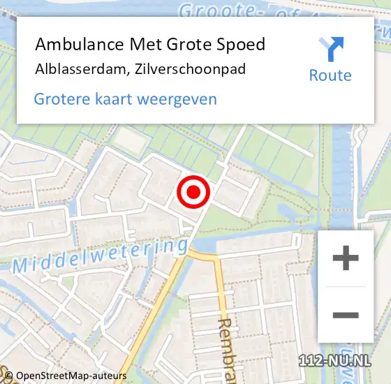 Locatie op kaart van de 112 melding: Ambulance Met Grote Spoed Naar Alblasserdam, Zilverschoonpad op 20 november 2017 12:15