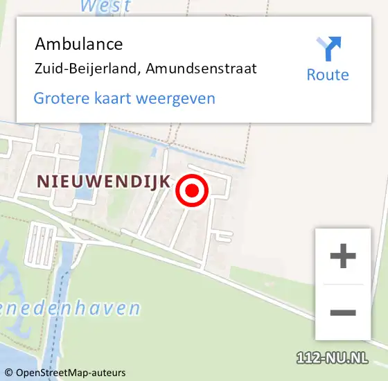 Locatie op kaart van de 112 melding: Ambulance Zuid-Beijerland, Amundsenstraat op 20 november 2017 12:29