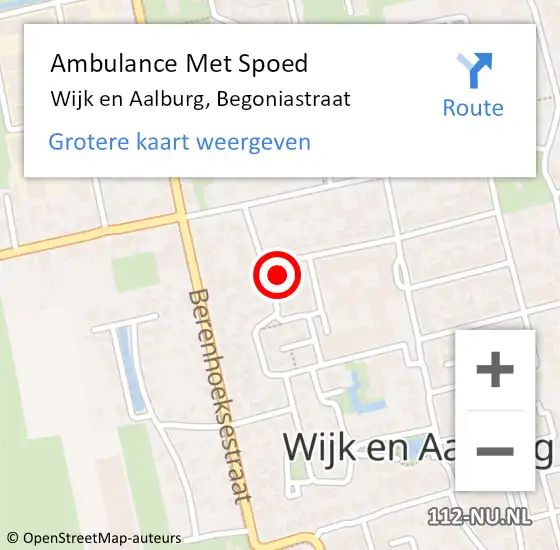 Locatie op kaart van de 112 melding: Ambulance Met Spoed Naar Wijk en Aalburg, Begoniastraat op 20 november 2017 13:02