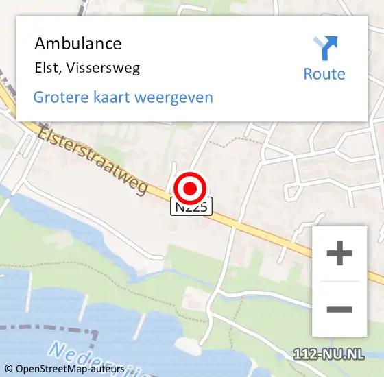 Locatie op kaart van de 112 melding: Ambulance Elst, Vissersweg op 20 november 2017 13:25