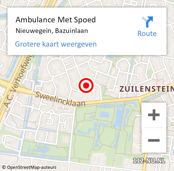 Locatie op kaart van de 112 melding: Ambulance Met Spoed Naar Nieuwegein, Bazuinlaan op 20 november 2017 14:27
