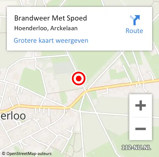 Locatie op kaart van de 112 melding: Brandweer Met Spoed Naar Hoenderloo, Arckelaan op 7 februari 2014 13:26