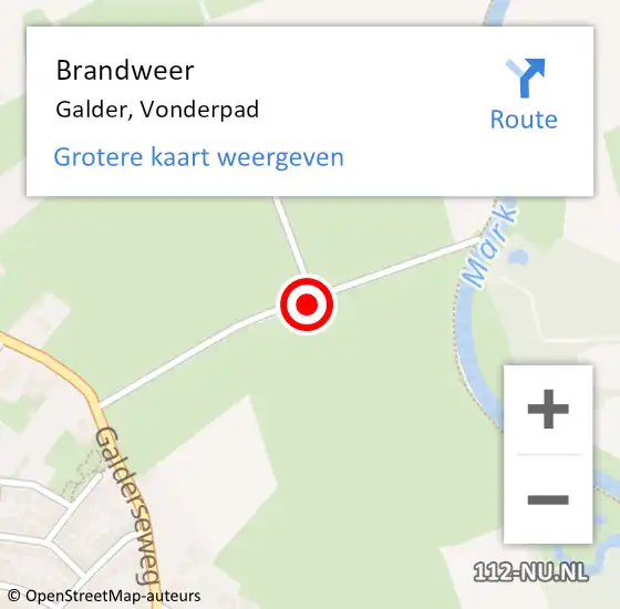 Locatie op kaart van de 112 melding: Brandweer Galder, Vonderpad op 20 november 2017 15:17