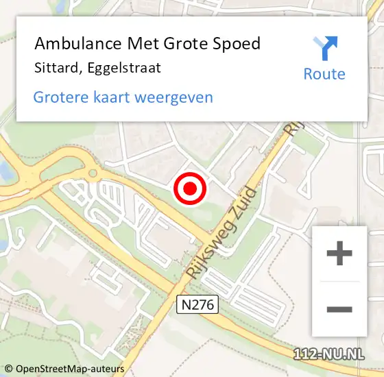 Locatie op kaart van de 112 melding: Ambulance Met Grote Spoed Naar Sittard, Eggelstraat op 7 september 2013 03:32